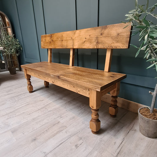 Rustic bench with back rest