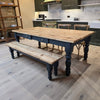 Rustic farmhouse table in colour Railings and  dark oak waxed top