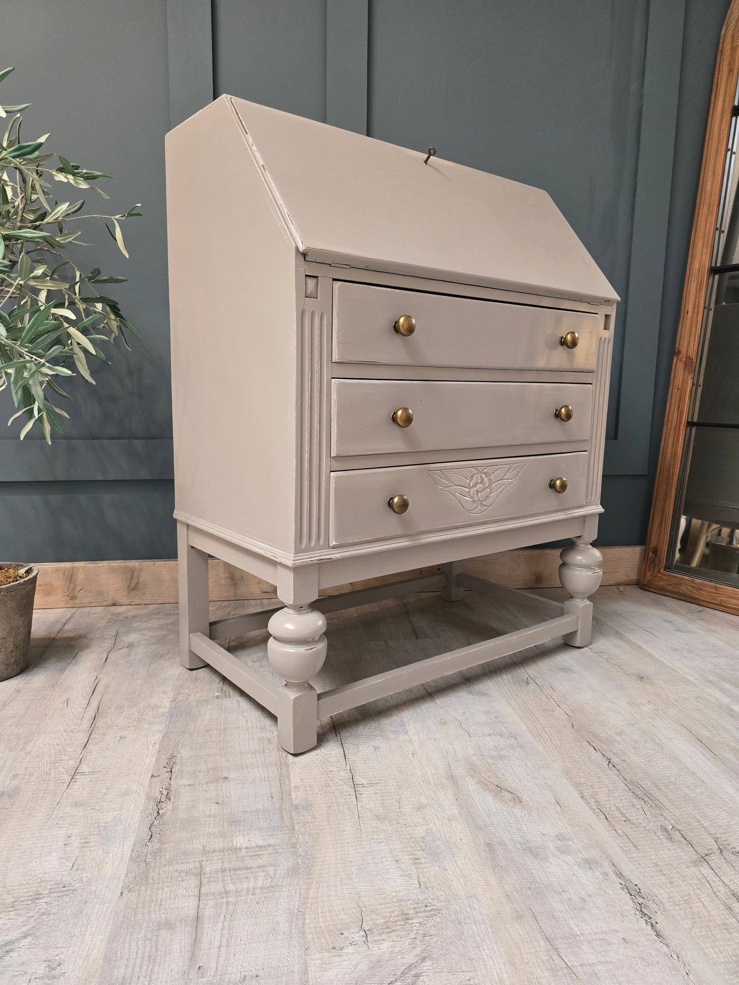 Vintage Furniture bureau Antique Refurbished Writing Cabinet desk