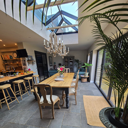 reclaimed farmhouse dining table with black legs