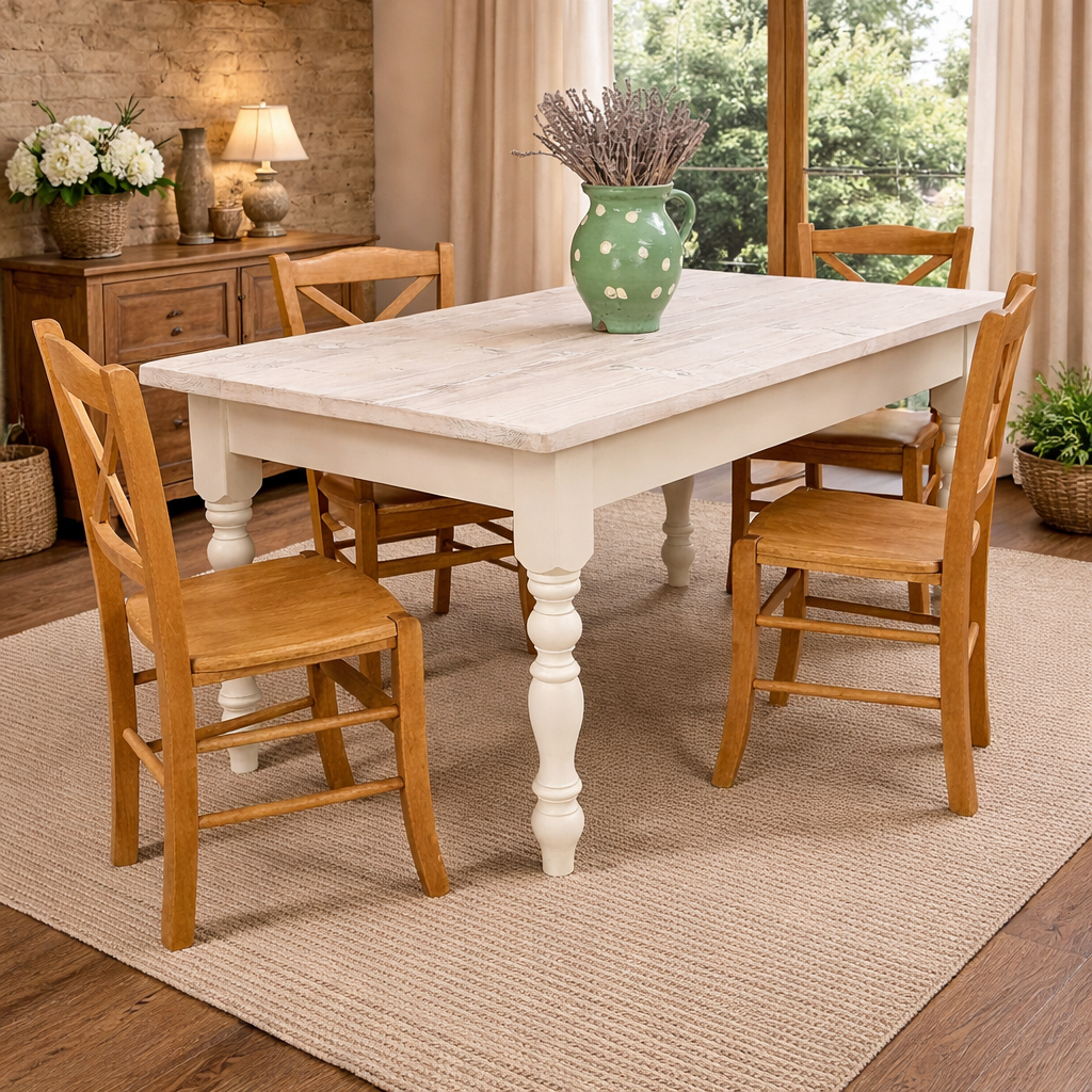Whitewashed dining table