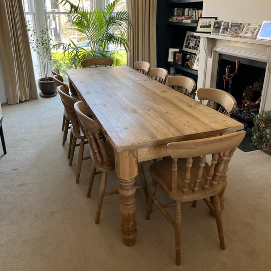 Waxed all over traditional farmhouse table - Made From Reclaimed Wood (Distressed Wooden Top) - Prices start from £399