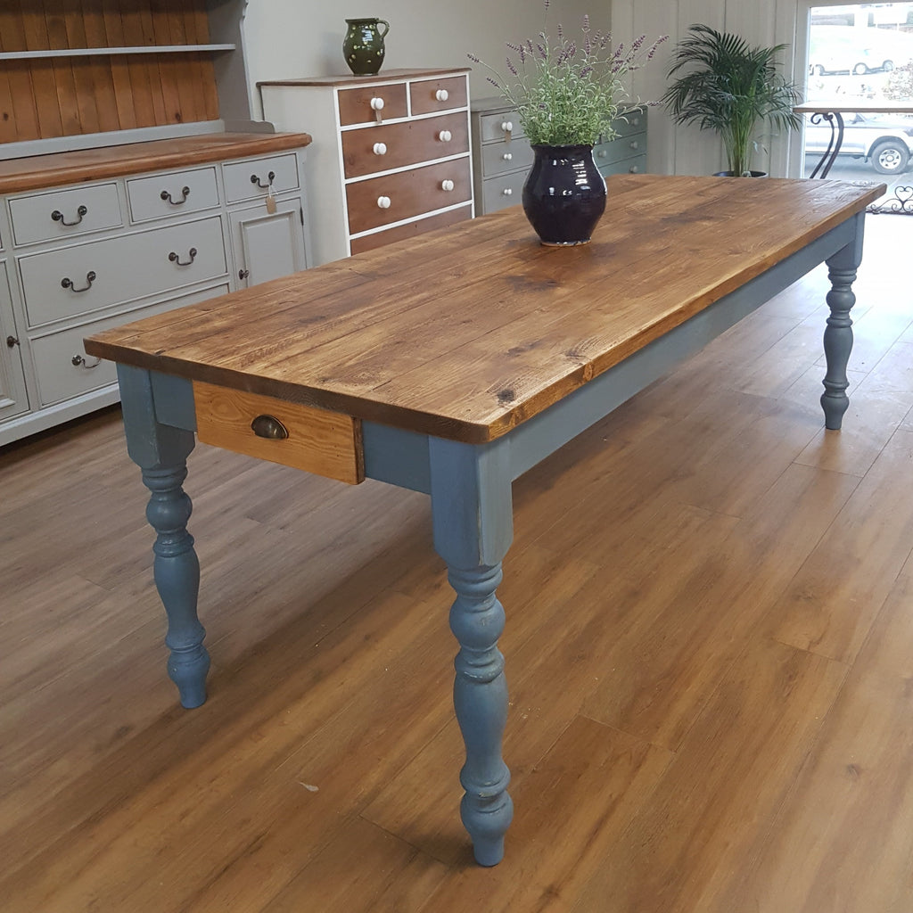 The 'Greek Blue' Table (pictured with the dark oak finish)