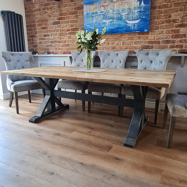 Cross Frame Trestle Table Indoor / Outdoor - Made from reclaimed wood - Any colour or size