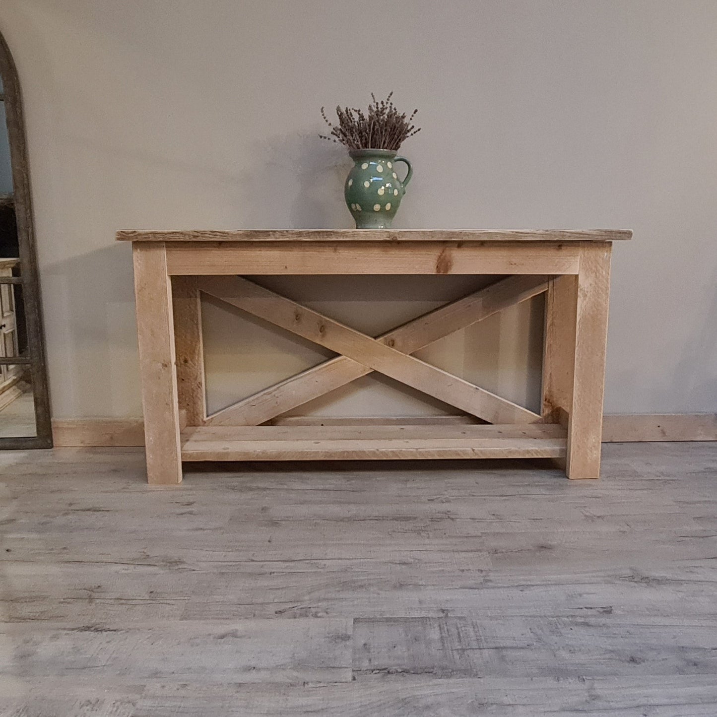 Rustic console table with shelf