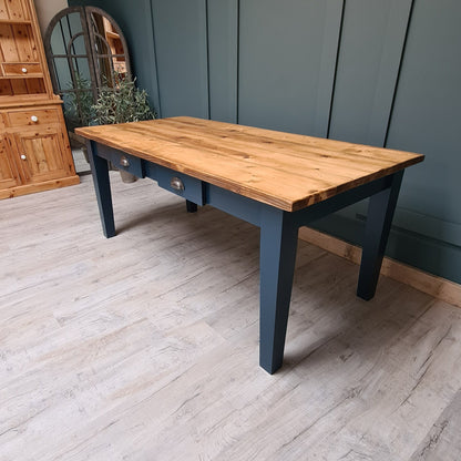 Rustic farmhouse table with tapered legs, bespoke and handmade