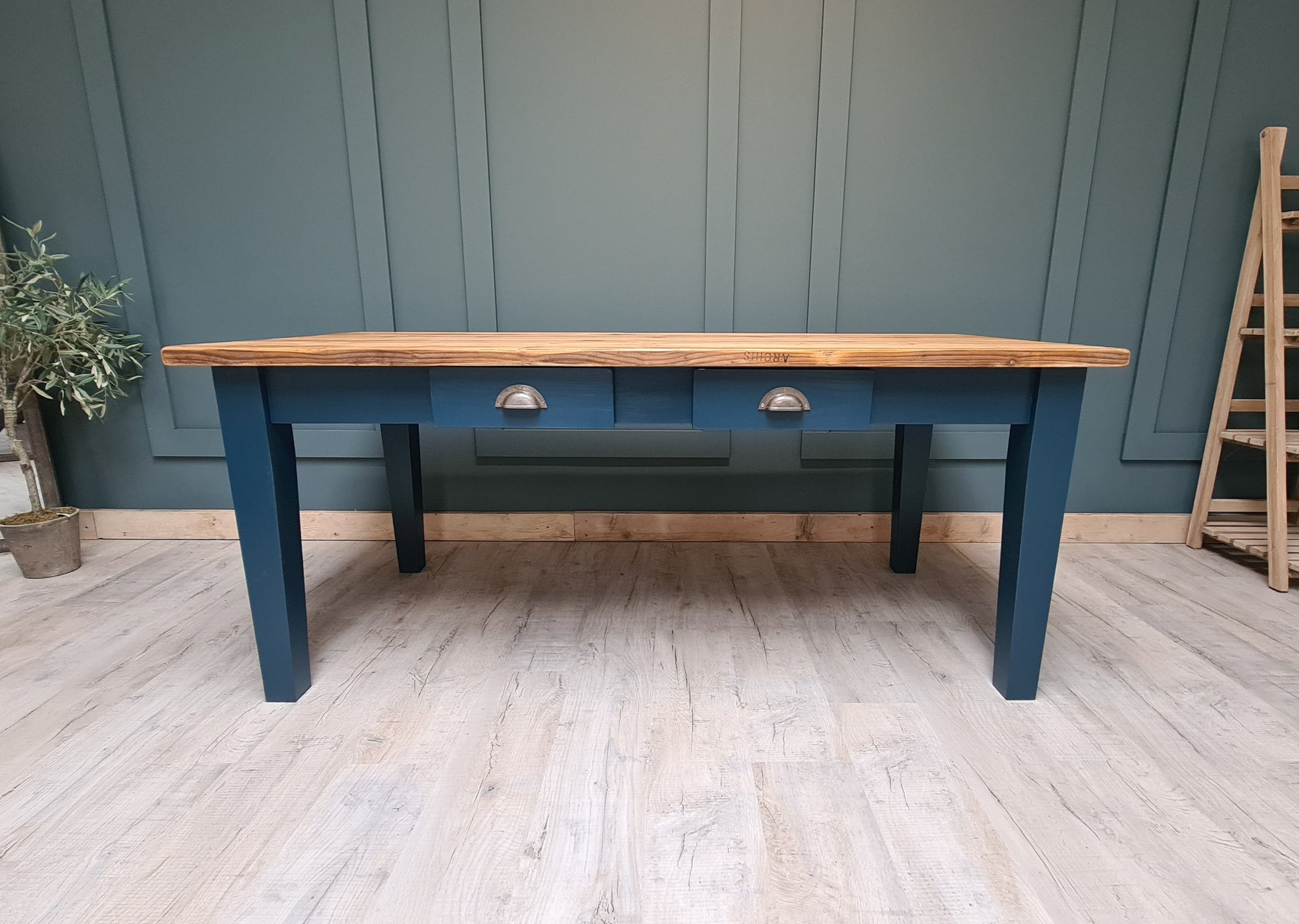 The 'Winchcombe' table is a traditional style rustic farmhouse table