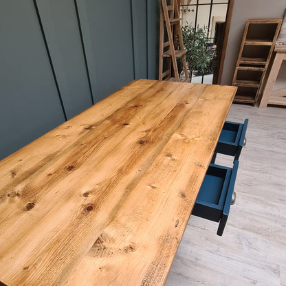 Farmhouse table with tapered legs (pictured with the dark oak finish)