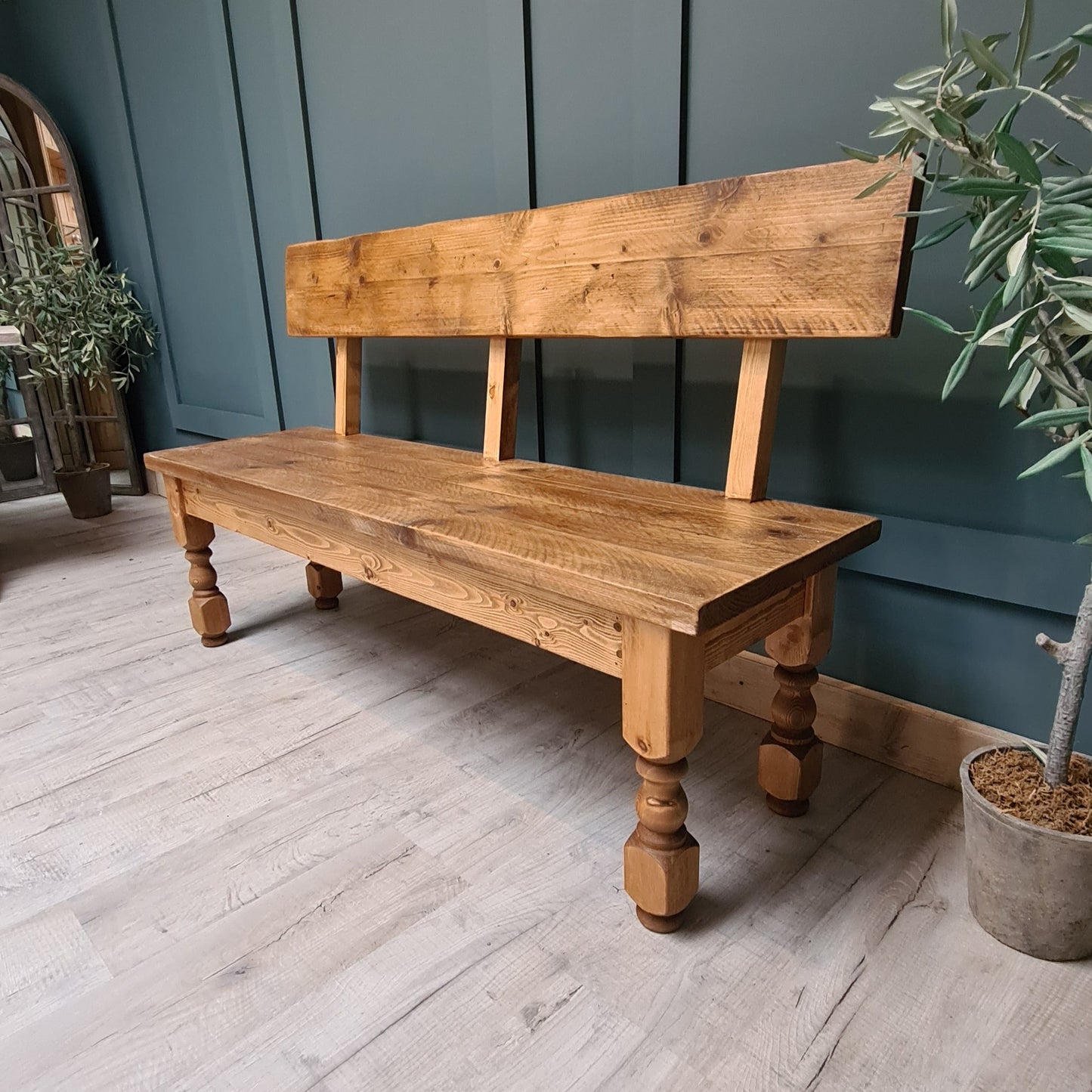 Rustic bench with back rest