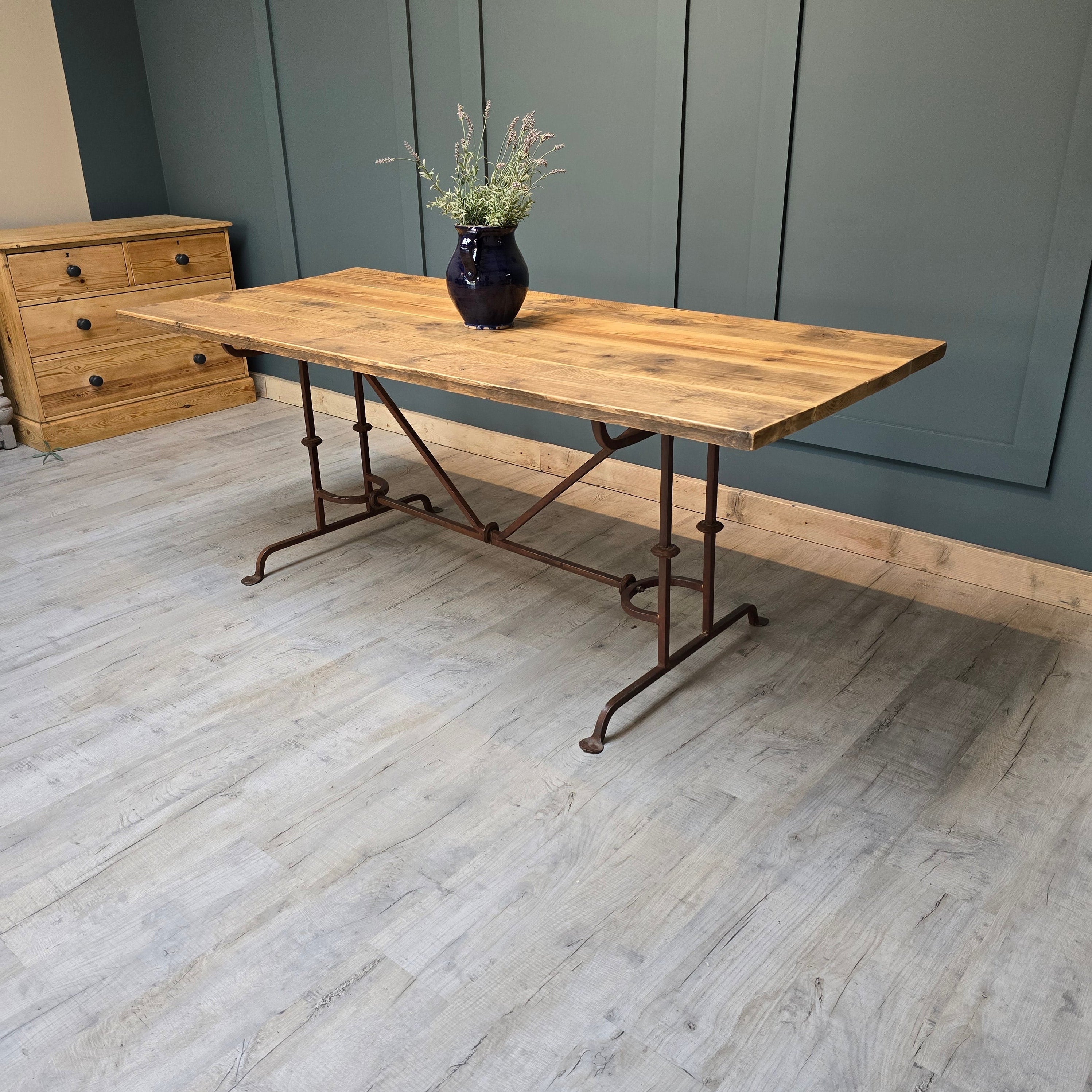 Ex display 2 meter x 87cm wrought iron farmhouse table Country Life