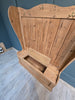 Antique pine settle / monks bench with storage for shoes etc