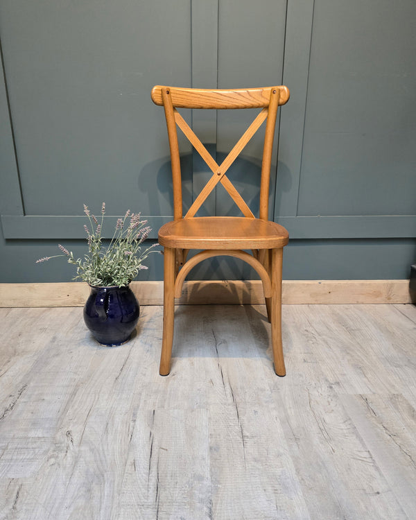 Light Rustic Cross Back Wooden Chair