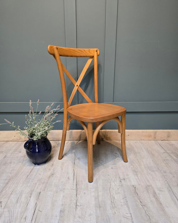 Light Rustic Cross Back Wooden Chair