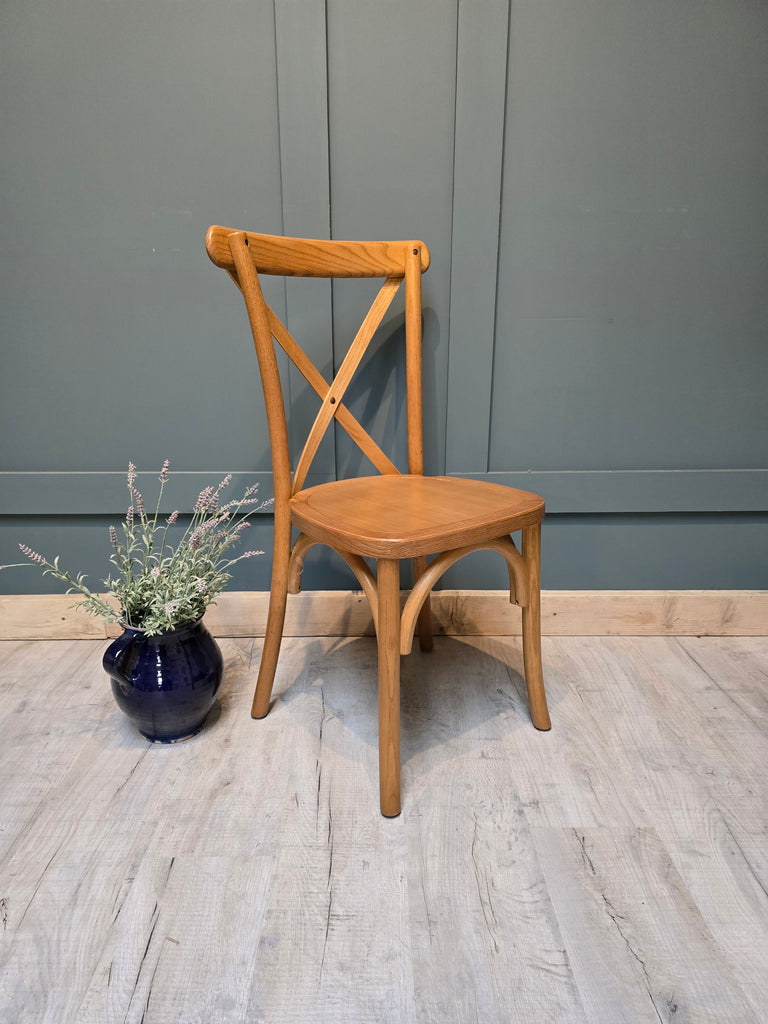 Light Rustic Cross Back Wooden Chair