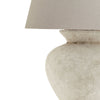 Athena Aged Stone Round Table Lamp With Linen Shade