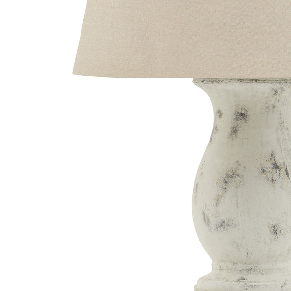 Darcy Antique White Pillar Table Lamp With Linen Shade