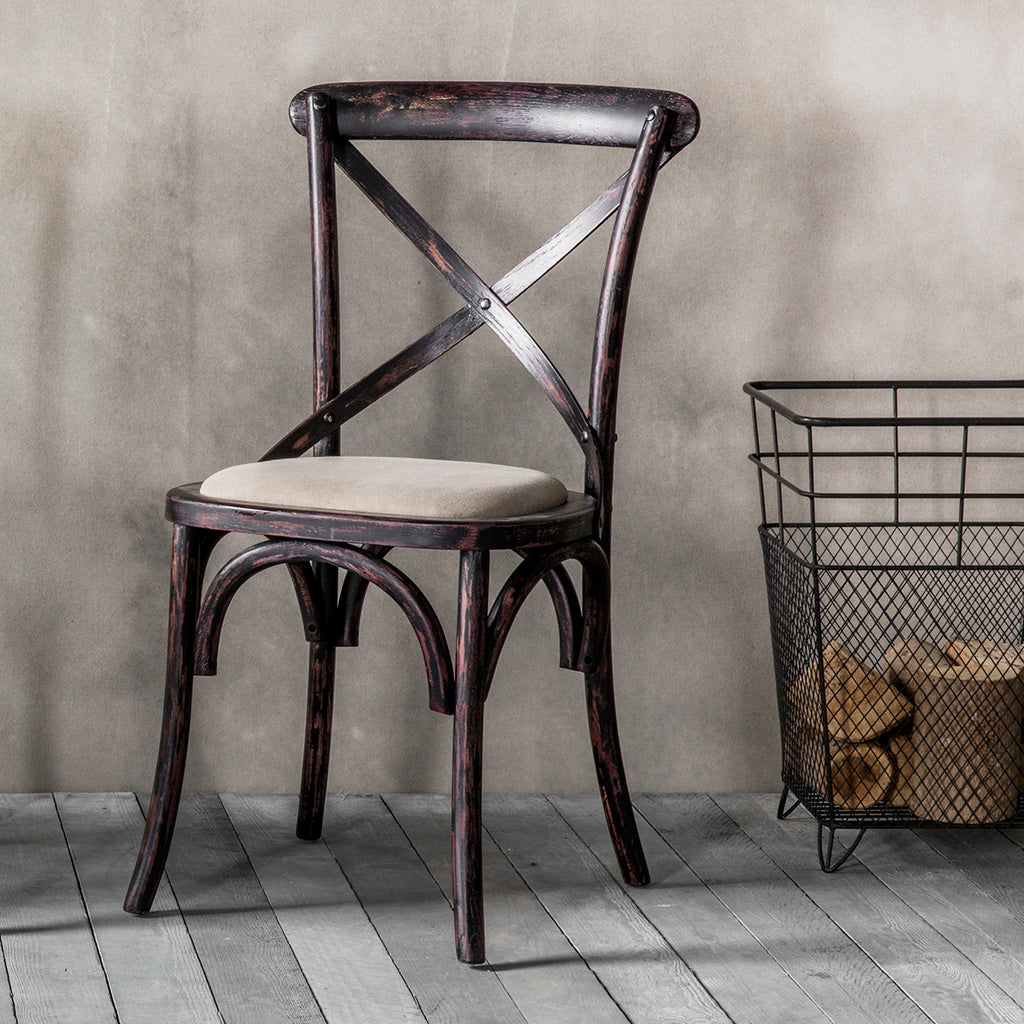 Distressed black cafe chair