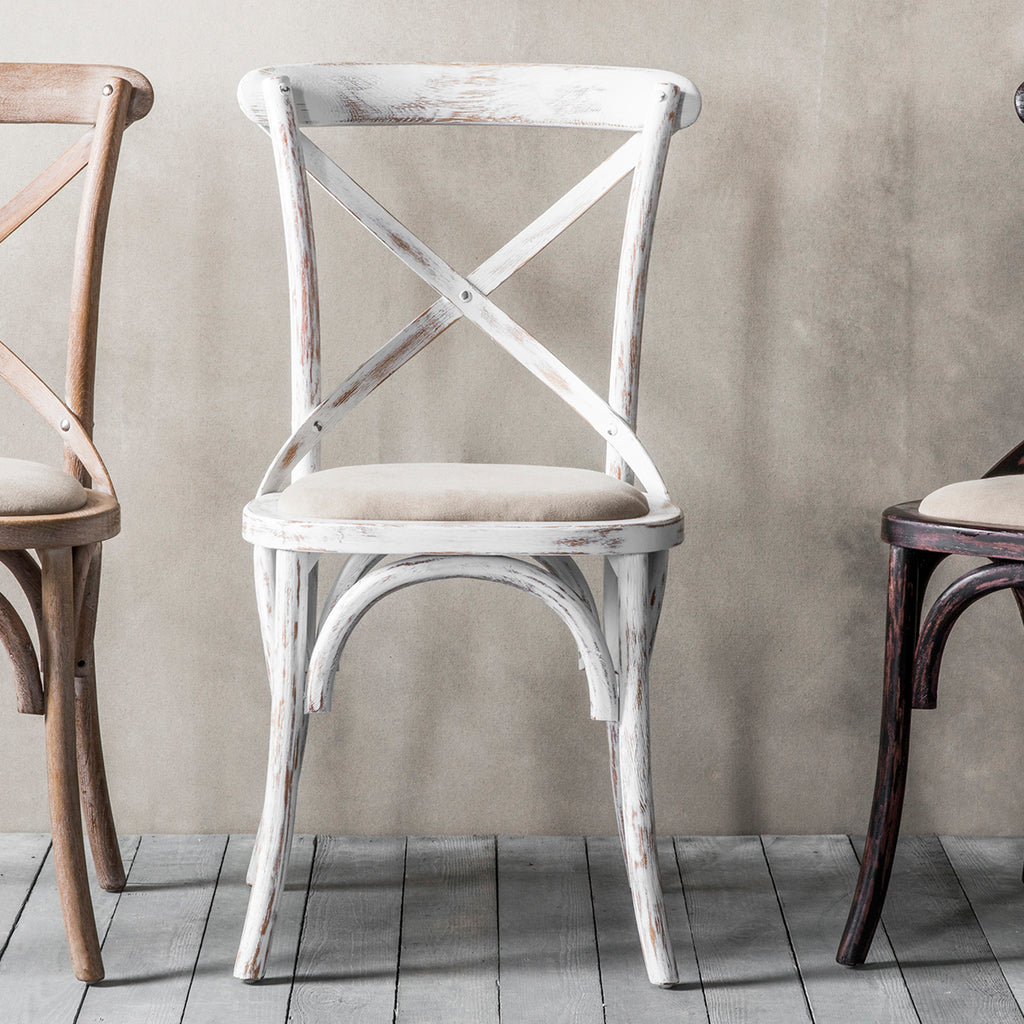 Distressed white cafe chair