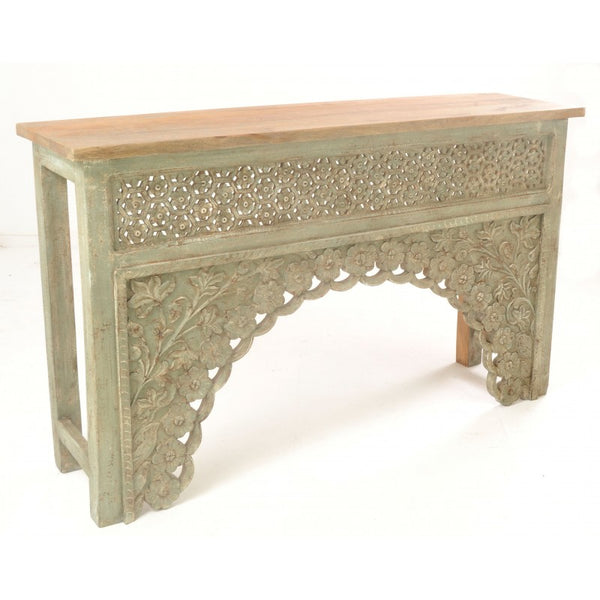 Carved Arch and Panel Console Table