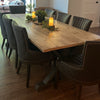 The Cross frame trestle table (pictured with the rustic pine finish)