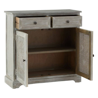 Heritage Natural Wood Washed Finish Lattice Door Cabinet