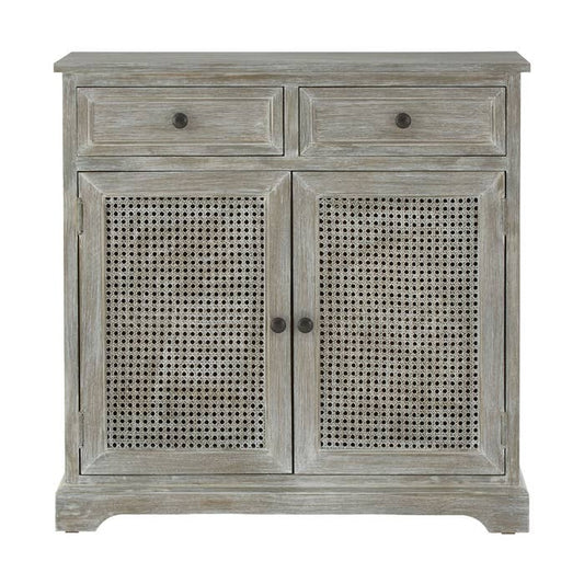 Heritage Natural Wood Washed Finish Lattice Door Cabinet