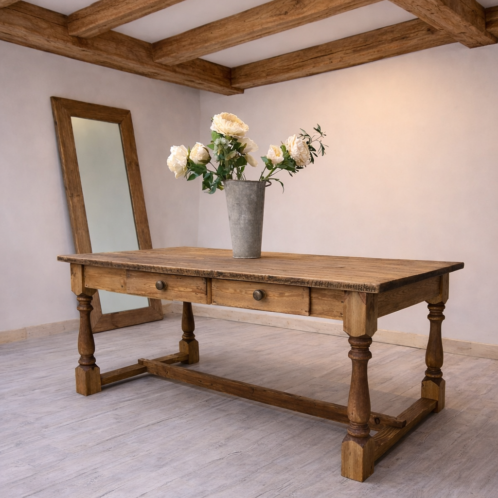 Dark oak refectory dining table 
