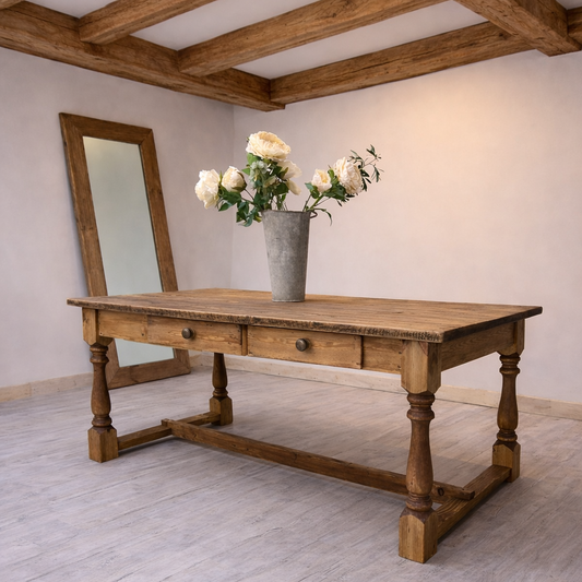 Dark oak refectory dining table 