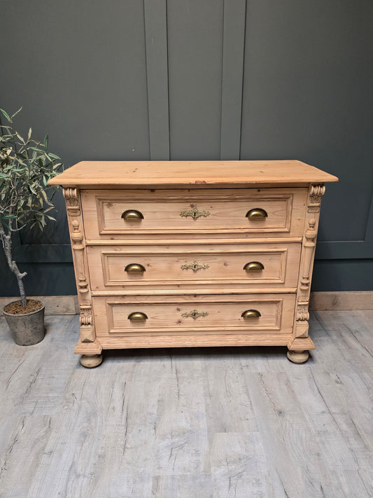 Stripped pine French chest of drawers 