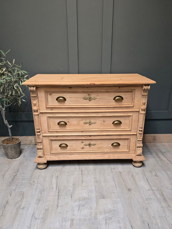 Stripped pine French chest of drawers 