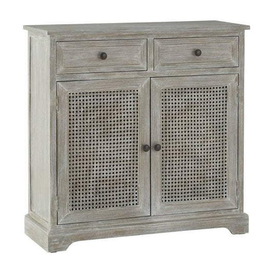 Heritage Natural Wood Washed Finish Lattice Door Cabinet