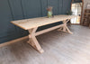 The 'Oxford' trestle table with natural rustic top and whitewashed base all made entirley from reclaimed wood