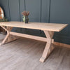 The 'Oxford' trestle table with natural rustic top and whitewashed base all made entirley from reclaimed wood