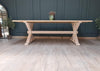 The 'Oxford' trestle table with natural rustic top and whitewashed base all made entirley from reclaimed wood