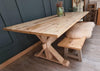 The 'Oxford' trestle table with natural rustic top and whitewashed base all made entirley from reclaimed wood