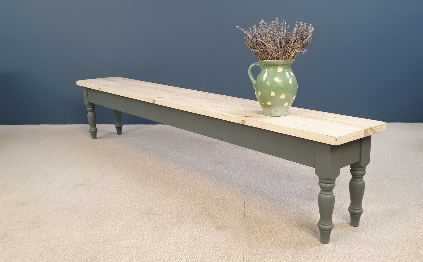 Rustic bench painted in 'Downpipe'