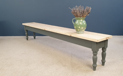 Rustic bench painted in 'Downpipe'