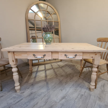 Clear waxed all over traditional farmhouse table - prices from £499