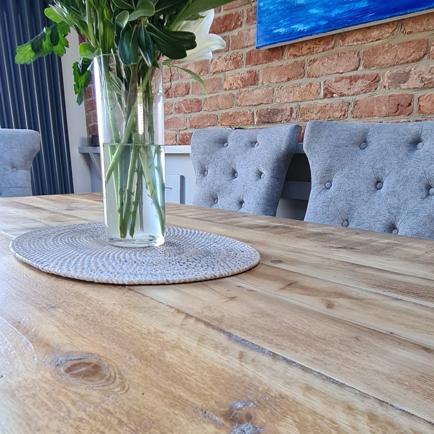 Cross Frame Trestle Table (pictured with the rustic pine finish)