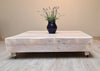 Large square whitewashed reclaimed coffee table