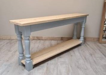 Rustic console table painted in Lulworth blue