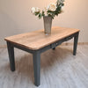 The 'Winchcombe' Farmhouse table with tapered legs and rustic clear waxed top with rounded corners - Prices start from £399