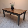 Rustic dark oak farmhouse table with tapered legs  painted in 'Railings'