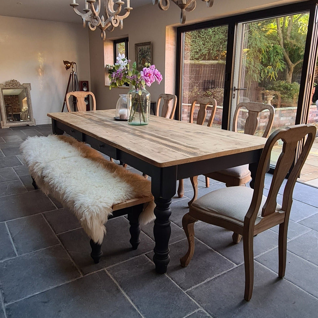 The 'Cedarhurst' The Cedarhurst table is a very popular farmhouse table that has been handcrafted from old reclaimed timber and has a natural rustic look