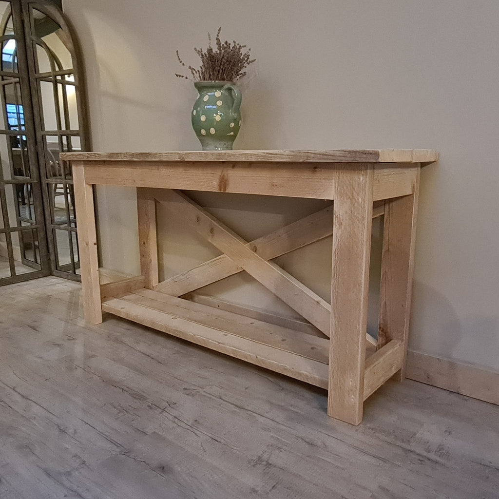 Rustic console table with shelf