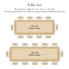 Diagrams to show seating potential of larger rectangular table sizes 