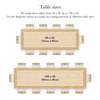 Diagrams to show seating potential of larger rectangular table sizes 