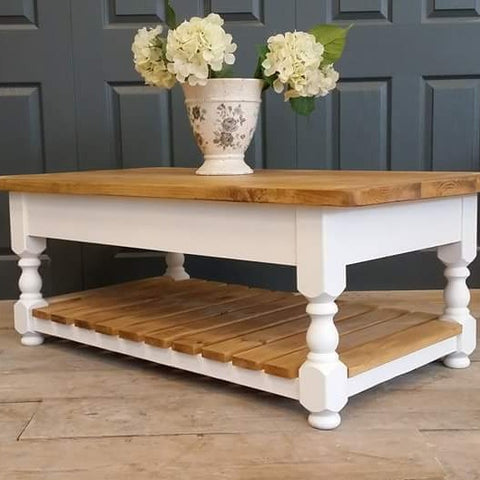 Shabby chic coffee table with magazine rack - Country Life Furniture - Quality Interiors