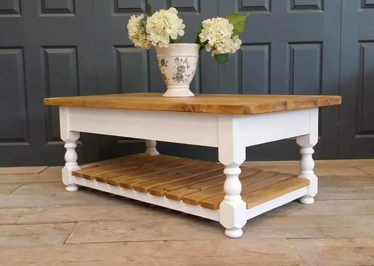 Shabby chic coffee table with magazine rack - Country Life Furniture - Quality Interiors