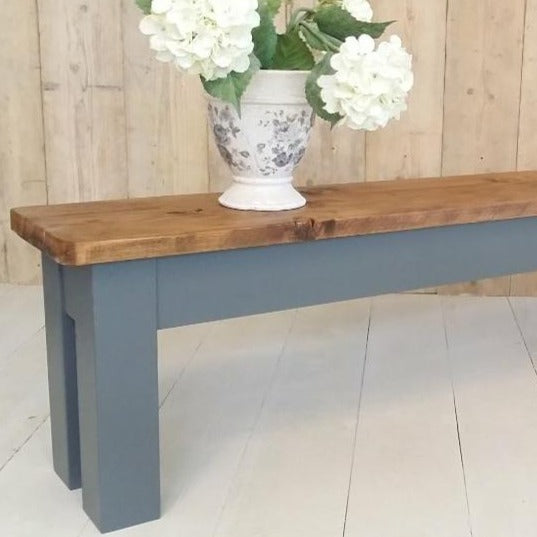 Rustic bench with chunky square legs